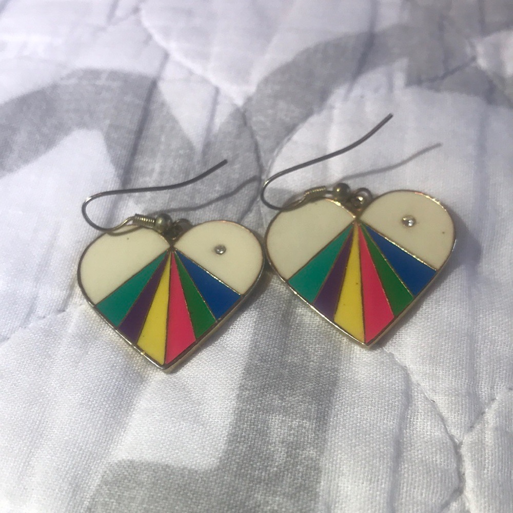 Multicolor Heart Earrings - Picture 1 of 3